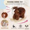 Cartoon Plush Rocking Horse Toy with Music Soothing Sound Effect, Widened seat Belt, Indoor and Outdoor Rocking Toy view 3