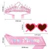 ACO-UINT 2nd Birthday Crown & Sash Set for 2 Year Old Girl - Pink Rhinestone Crown, Glitter Sash & Heart Sunglasses, Birthday Party Accessories view 2