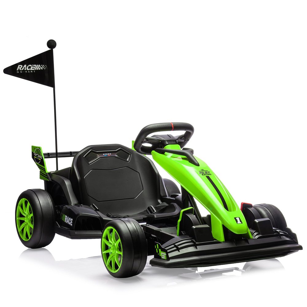 24V Electric Go Kart for Kids, Electric Drift Kart Outdoor Race Car, Ride on Toy Drifting Car with 2x200w Motors, 7.5 Mph Speed, Length Adjustment