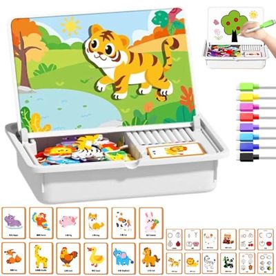 Magnetic Dress Up Puzzle, 2026 New Magnetic Puzzles Face Dress Up Travel Game, Magnetics Face Toy, Educational Facial Expression Learning Puzzle (Type A - Animal)