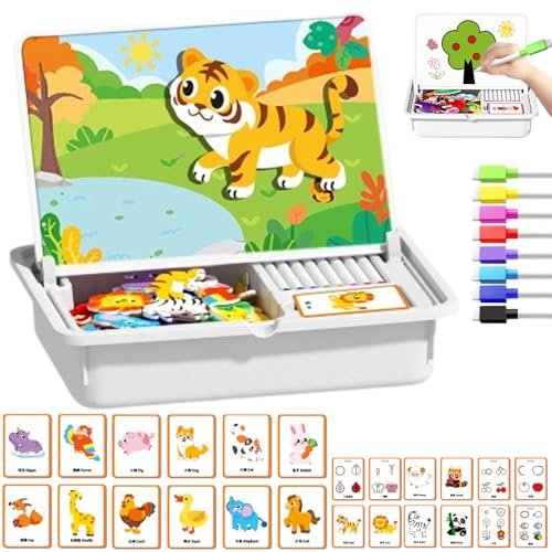 Magnetic Dress Up Puzzle, 2026 New Magnetic Puzzles Face Dress Up Travel Game, Magnetics Face Toy, Educational Facial Expression Learning Puzzle (Type A - Animal)