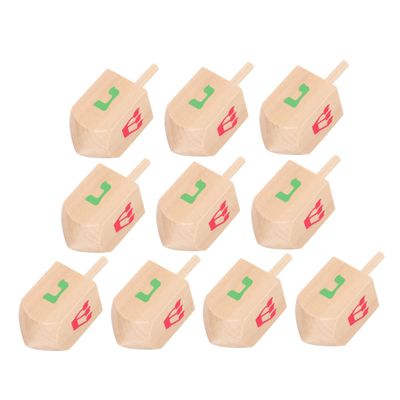 Toyvian 10 Pcs Wooden Spinning Tops Natural Wood Gyro for Hand-Eye Coordination and Cognitive Development Safe Craft for Fiesta