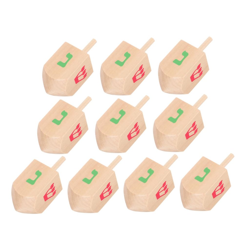 Toyvian 10 Pcs Wooden Spinning Tops Natural Wood Gyro for Hand-Eye Coordination and Cognitive Development Safe Craft for Fiesta