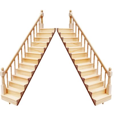 2Pcs 1 12 Scale Dollhouse Furniture, Wooden Miniature Stairs Dollhouse Furniture Right and Left Armrest Handrail DIY Unpainted Staircase for Accessories...