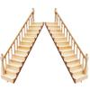 2Pcs 1 12 Scale Dollhouse Furniture, Wooden Miniature Stairs Dollhouse Furniture Right and Left Armrest Handrail DIY Unpainted Staircase for Accessories... view 1