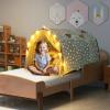 Costzon Kids Play Tent, Cozy Indoor Toddler Playhouse w/String Lights, Flags, Net Curtains, Glow in The Dark, Large Foldable Twin Bed Tent for Boys Girls Aged 3+ Years, Reading Canopy for Kids Room view 1