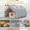 Costzon Kids Play Tent, Cozy Indoor Toddler Playhouse w/String Lights, Flags, Net Curtains, Glow in The Dark, Large Foldable Twin Bed Tent for Boys Girls Aged 3+ Years, Reading Canopy for Kids Room view 3