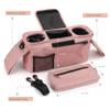 Sonnetto Universal Stroller Organizer, Pink - 2 Insulated Cup Holders - Non-Slip Stroller Caddy Bag - Detachable Phone Pouch - Fits Uppababy, Nuna - New Mom Essentials view 2