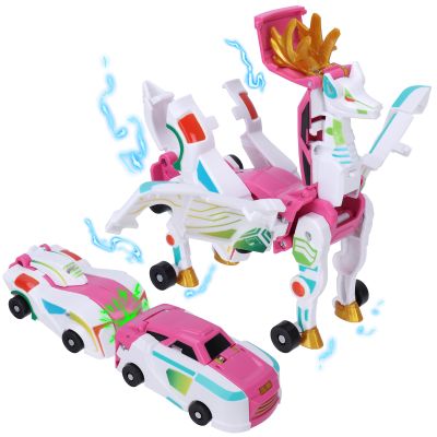 Hjhyqex 2-in-1 Mars Deer Transformation Car Toy - Magnetic Collision Robot Cars for Kids | Deforming Dinosaur Car Toy | Exciting Fun Gift for Boys & Girls | Ideal Birthday (Pink)