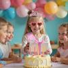 ACO-UINT 6nd Birthday Crown & Sash Set for 6 Year Old Girl - Pink Rhinestone Crown, Glitter Sash & Heart Sunglasses, Birthday Party Accessories view 4