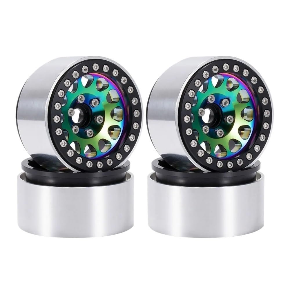 1. 9 Inch Aluminum Beadlock Wheels Colorful Compatible with 1 10 Scale RC Crawler Cars Like VS4 10 TF2 BRX02 GS02F CMX and Similar Models