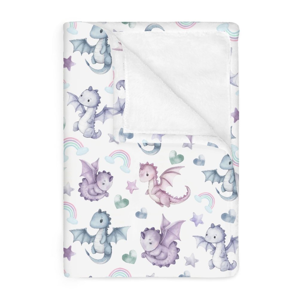 Fairytale Dragon Love Stars Rainbow Baby Blankets for Boy Girl Cute Dragons Purple Soft Flannel Nursery Bed Blankets for Infant Toddler Crib Stroller Fantasy Animal Swaddle Receiving Blanket 50x60