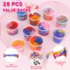 28 Pack Valentines Day Gifts for Kids School Classroom - Galaxy Slime Stress Relief Fidget Toys with Valentines Day Cards, School Classroom Exchange, Valentines Class Party Favors view 4