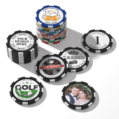 50Pcs Custom Clay Chips 40mm - Double-Sided Full-Color Printing, Personalized Logo/Text/Images for Poker, Casino Nights, Business Promotions, Weddings, Kids Rewards and Corporate Gifts (Black)