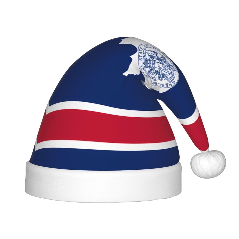 FFGhjk Wyoming State Flag Printing Christmas hats for kids, suitable for Christmas costumes, party gifts, and holiday outfits.