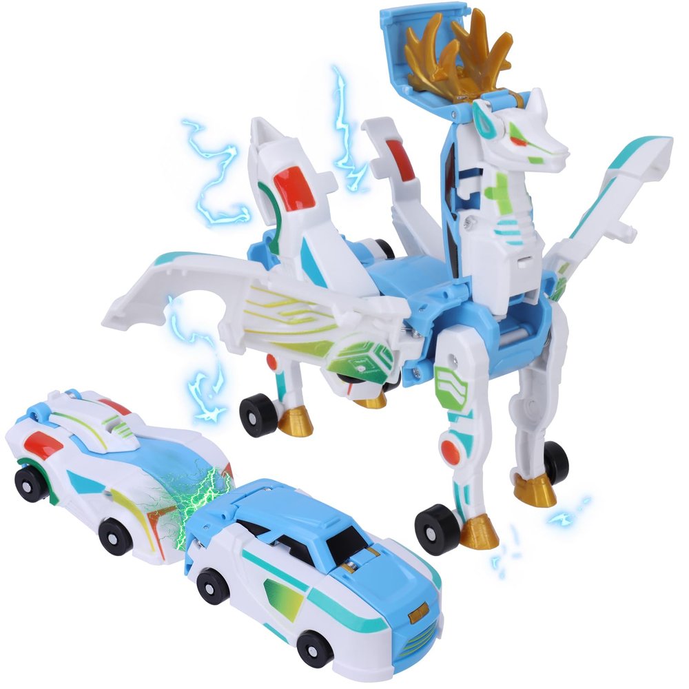 Hjhyqex 2-in-1 Mars Deer Transformation Car Toy Magnetic Robot & Dinosaur Deformation for Kids for Boys and Girls | Ideal for Birthdays & Christmas (Blue)