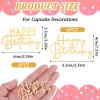 12pcs Happy Birthday Cupcake Toppers, 2.5 Inch Gold Happy Birthday Cupcake Toppers Sign, Mini Cupcakes Decorations For Birthdays Party (Two Styles) view 2