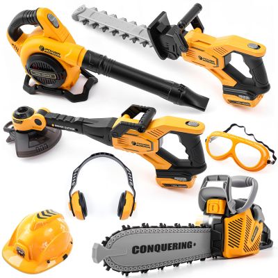 Arrowbash Kids Gardening Tool Set with Leaf Blower, Chainsaw & Trimmer, Realistic Outdoor Toy with Sound & Light for Summer Outdoor Toys
