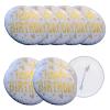 10P Happy Birthday Badge Laser Party Emblem Metal and Plastic for Women Couple Clothes Hat Bag Funny Accessory (Gold) view 1