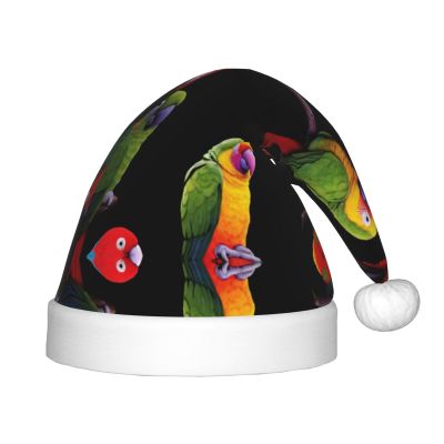 FFGhjk Rainforest Parrot Printing Christmas hats for kids, suitable for Christmas costumes, party gifts, and holiday outfits.