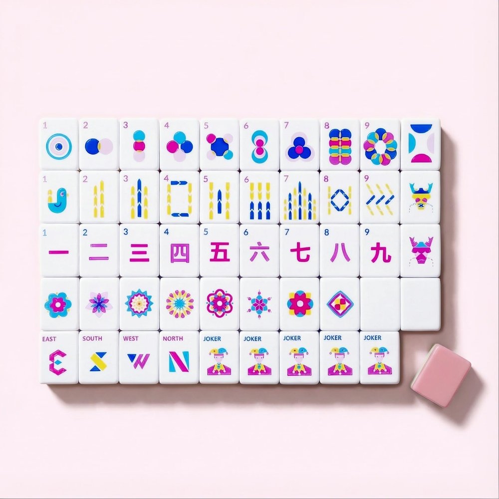 ByUniqs American Mahjong Tile Set Complete, 160 Pcs 1.2" Pink Travel Mahjong Game Set with Gift-Ready Storage Box, Tile Bag, Instructions & Accessories, Ideal Mah Jongg Beginner Gift