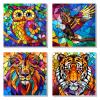 4 Pack Paint by Numbers Kit for Kids Easy Kid Paint by Number Kits Ages 8-12 Animal DIY Painting Kits for Kids Age 4-8 Beginner Paint by Number Canvas with Frame Children Color by Numbers Kit 8x8 Inch view 1