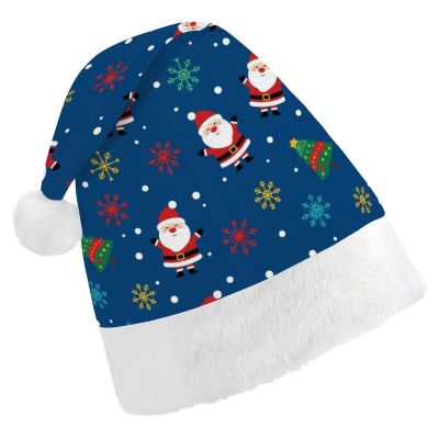 SPEPDEEC Comfort Fit Santa Hat for Christmas Christmas Santa Claus Navy Blue, Plush Soft Adult Party Hat for Holiday Events, Family Gatherings & Seasonal Celebrations