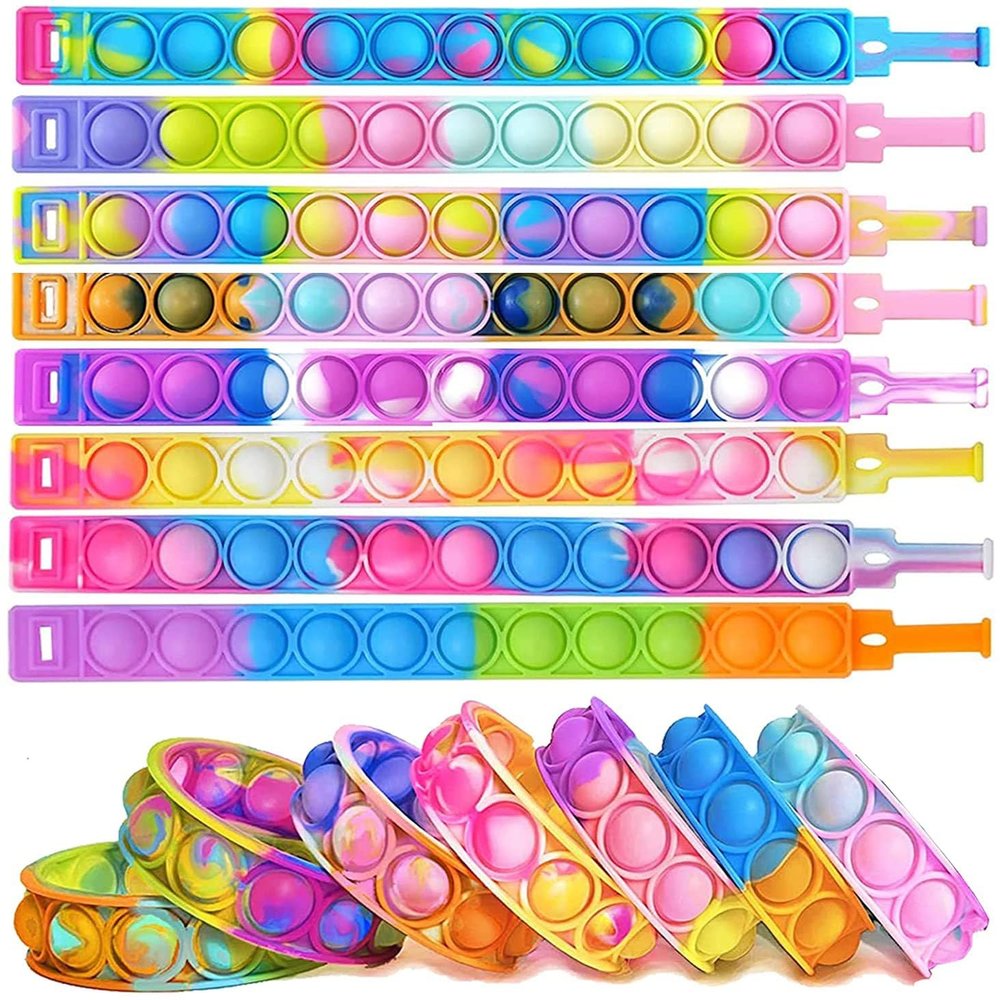 20 Pack Pop Fidget Bracelets Toys - Party Favors for Kids, Goodie Bag Fillers for Birthday, Halloween, Classroom Prizes, Carnival Gifts for Boys & Girls (Bubble Bracelets 20 PCS)