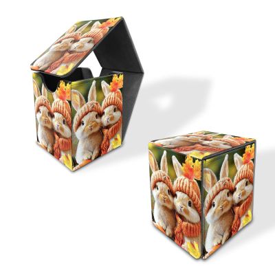 ETLKJVBL for Mtg Deck Box, Portable Protective Organizer for Mtg Card Sleeves, Bunnies in Autumn Knitwear with Pumpkin Durable Trading Card Storage Box with Secure Storage