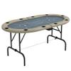 GOWE Poker Table Foldable, 70" Oval Blackjack Casino Texas Holdem Poker Game Table for 10 Players with Cup Holders, Blue and Brown view 1