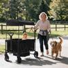 Stroller Wagon for 2 Kids, Foldable All Terrain Wagon for Kids, with Removable Canopy, Adjustable Push and Pull Handle, 5 Point Harnesses, Large Storage Bag view 2