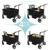 Stroller Wagon for 2 Kids, Foldable All Terrain Wagon for Kids, with Removable Canopy, Adjustable Push and Pull Handle, 5 Point Harnesses, Large Storage Bag view 4