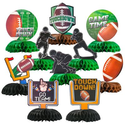 10 PCS Football Party Decorations, PureGuard Football Honeycomb Centerpieces Table Decorations Table Toppers for Football Birthday Party Favors Sports Party Decor