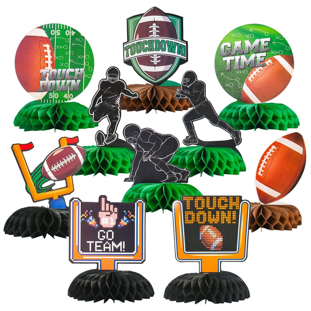 10 PCS Football Party Decorations, PureGuard Football Honeycomb Centerpieces Table Decorations Table Toppers for Football Birthday Party Favors Sports Party Decor