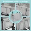 Stroller Wagon for 2 Kids, Foldable All Terrain Wagon for Kids, with Removable Canopy, Adjustable Push and Pull Handle, 5 Point Harnesses, Large Storage Bag view 4