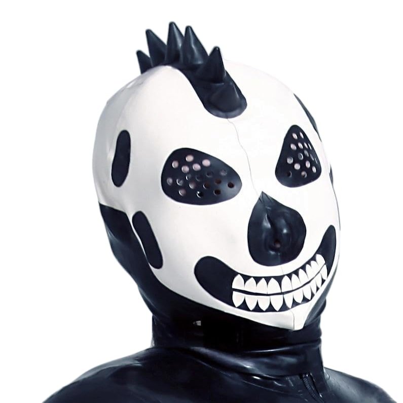 AiCc stylists Latex Hood Dinosaur Sideburns Design Rubber El Skull-Holio Mask Cosplay Halloween (XL)