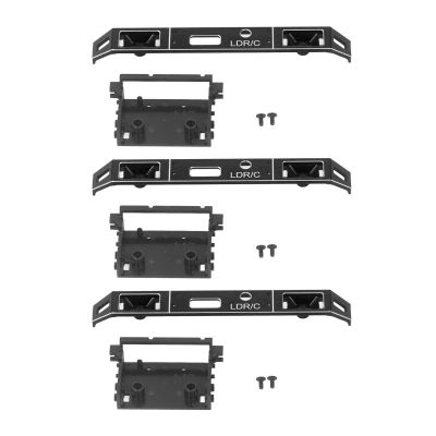 3 Set RC Front Bumper Aluminum Alloy, High Strength RC Car Bumper, Lightweight Abrasion Remote Control Car Front Bumper with Accessories, for RC Car Replacement Parts (Silver Black)