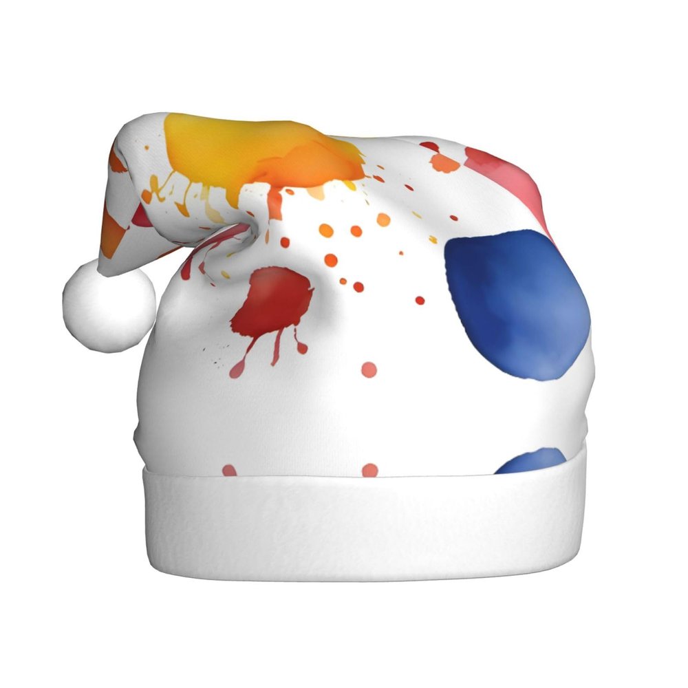 Adult plush Christmas hat YYHWHJDE Stains of Watercolor Paint Splatters Printing soft and comfortable for parties dances Halloween