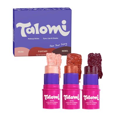 TALOMI Vita Stick 3-in-1 Multistick Kids Makeup, Non-Toxic, Plant-Based Makeup for Kids 8-12, Vegan, Cruelty-Free, Non-Comedogenic, Dermatologist Approved. Trio Set: Own Your Story.