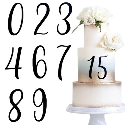 10 Pcs Acrylic DIY Number Birthday Cake Decorations, Black Mirror 0-9 Cake Decoration, Suitable for Birthday, Wedding, Anniversary Cake Decorations Party Supplies