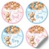 100pcs Bear Gender Reveal Stickers, 2" Bear Balloons Gender Reveal Decorations, Baby Shower Party Supplies view 1