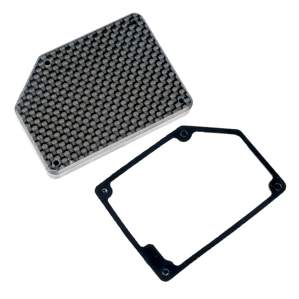 Carbon Fiber Receiver Box Lid Kit for Arrma 6S 1/8 Typhon/Kraton/Notorious/Outcast/Mojave,ARA320604 7mm Thick Waterproof Dust-Proof Receiver Box Cover with Rubber Gasket Seal Set Upgrades Replace Part