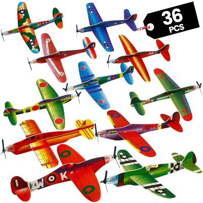Bedwina Glider Planes Bulk (72-Pack) 8-Inch Bomber Airplane Gliders for Kids, Foam Paper Airplane Construction Kits for Kids Party Favors, Birthdays, Goodie Bag Stuffers and Outdoor Flying Toy