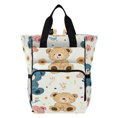PaChyLuu Cute Bear Diaper Bag Backpack Waterproof Travel Baby Bag with Stroller Straps Large Capacity Multi Function Changing Bags