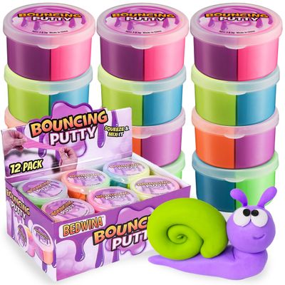 Neon Bouncing Putty  (Bulk Pack of 36) Fluffy DIY Slime Ball Sensory Toys for Kids, Assorted Rainbow Colors Bouncy Slime Party Favor, Stocking Filler and Goodie Bags Stuffers for Kids Birthday Party