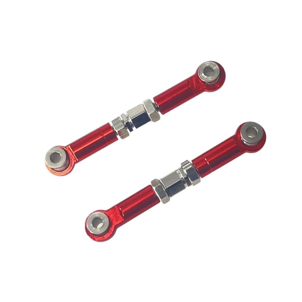1/14 Scale RC Car Parts Metal Front Steering Rod Upgrade for H14BM 14209 14210 Compatible with Remote Control Accessories(Red)