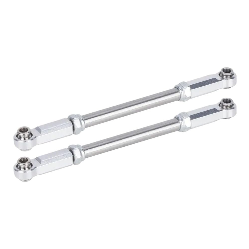 Adjustable Aluminum Steering Link Rod for RC 4x4 4WD Models Heavy Duty Replacement Part Compatible with Various Off Road Vehicles(Silver)