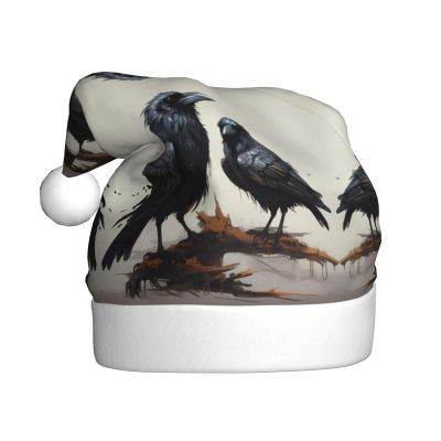 Adult plush Christmas hat WHJSSF Crow Birds Printed soft and comfortable for parties dances Halloween