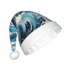 Adult plush Christmas hat WHJSSF Ukiyo-e style waves Printed soft and comfortable for parties dances Halloween view 2