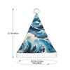 Adult plush Christmas hat WHJSSF Ukiyo-e style waves Printed soft and comfortable for parties dances Halloween view 3